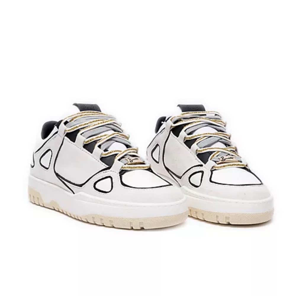 P448 George Sneakers White/Black/Gold Sz 39 fits 8 SOLD OUT